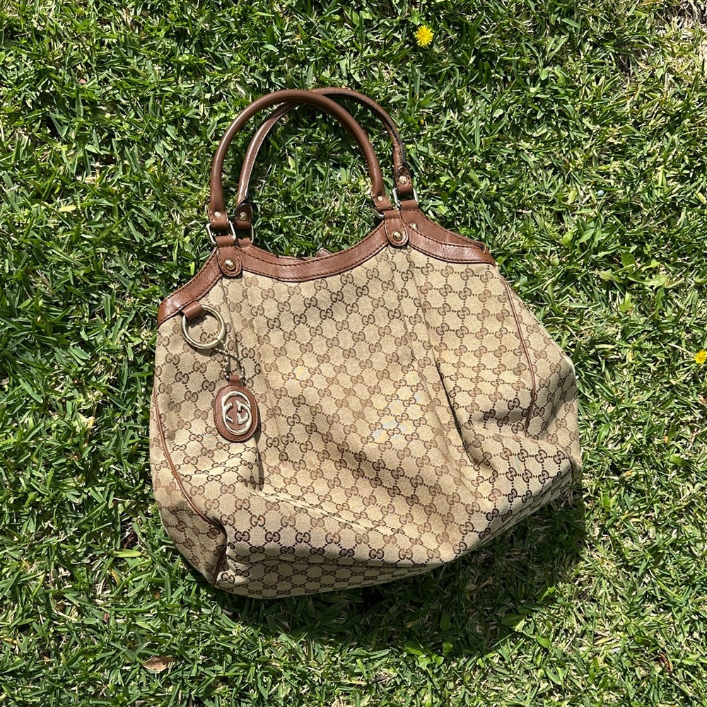 Gucci Guccissima Sukey Hobo Bag Brown Leather